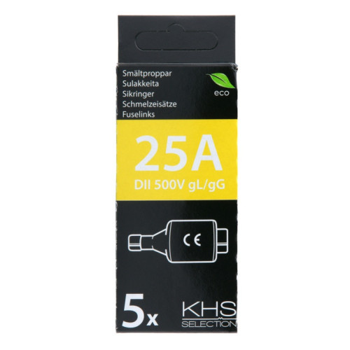 Smältpropp 25A trög 5-p x5st