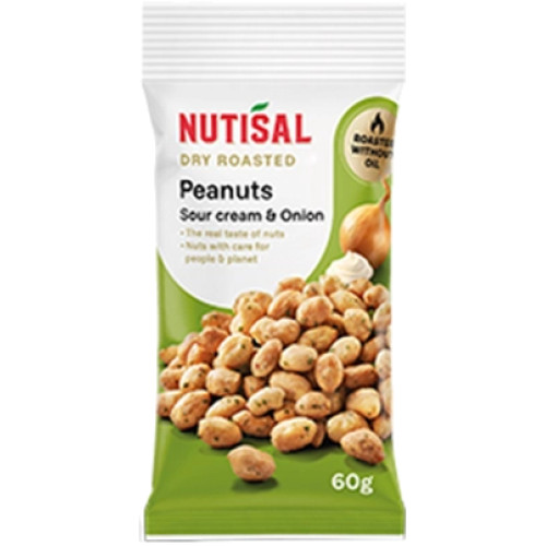 Nutisal Dry Roasted Peanuts Sour Cream & Onion 60gx14st