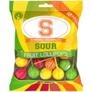 S-MÄRKE  SOUR FRUIT klubbor 10p130G x 12st