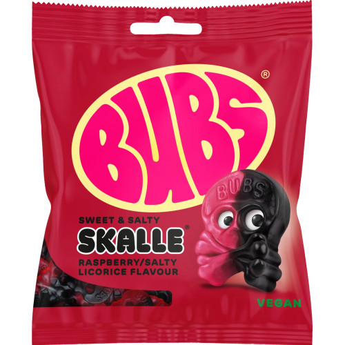 Bubs Raspberry Salty Licorice Skalle 155gx12st